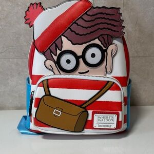 Loungefly Where's Waldo Kids Backpack - Red, White, Blue, Brown